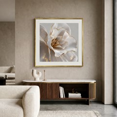 QUADRO FLORAL 015 ROSA BRONZE DOURADA C/V 80 cm x 80 cm