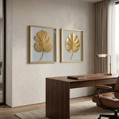 QUADRO 3D 043 FOLHA DOURADA TRADICIONAL C/V 40 cm x 50 cm