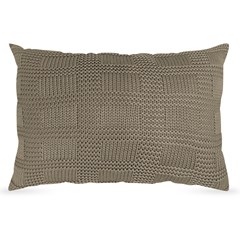 CAPA TRICOT QUADRIS BEGE CAMELO 35 cm x 55 cm