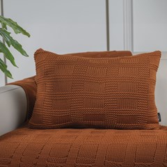 CAPA TRICOT QUADRIS TERRACOTA 35 cm x 55 cm