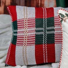 CAPA TRICOT XADREZ BORDO COM VERDE 35 cm x 55 cm