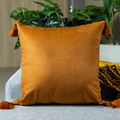 CAPA VELVETEEN 765 LISA TERRACOTA COM TASSEL 43 cm x 43 cm