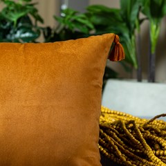 CAPA VELVETEEN 765 LISA TERRACOTA COM TASSEL 43 cm x 43 cm