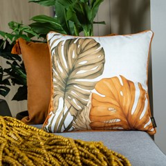 CAPA VELVETEEN 765 LISA TERRACOTA COM TASSEL 43 cm x 43 cm