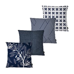 KIT COM 4 CAPAS DE ALMOFADA DECOR ELEGANCE AZUL 017