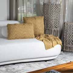 ALMOFADA TRICOT PREMIUM COQUILE AMARELO ACAFRAO 35 cm x 55 cm