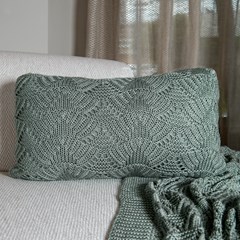 ALMOFADA TRICOT PREMIUM COQUILE VERDE MENTA 35 cm x 55 cm