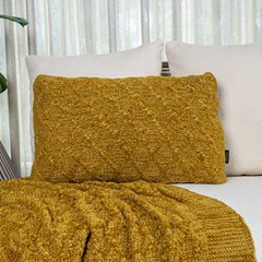 ALMOFADA TRICOT PREMIUM ARAN AMARELO ACAFRAO 35 cm x 55 cm