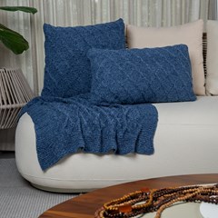 ALMOFADA TRICOT PREMIUM ARAN AZUL JEANS 35 cm x 55 cm