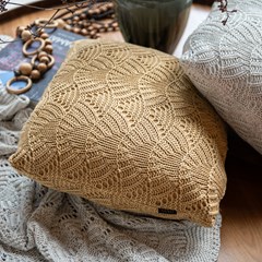 ALMOFADA TRICOT PREMIUM COQUILE AMARELO ACAFRAO 50 cm x 50 cm