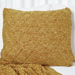 ALMOFADA TRICOT PREMIUM ARAN AMARELO ACAFRAO 50 cm x 50 cm
