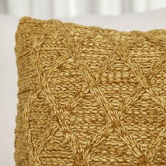 ALMOFADA TRICOT PREMIUM ARAN AMARELO ACAFRAO 50 cm x 50 cm