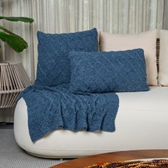 ALMOFADA TRICOT PREMIUM ARAN AZUL JEANS 50 cm x 50 cm