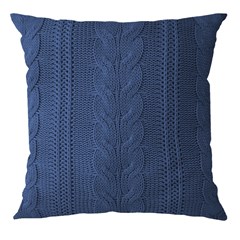 ALMOFADA TRICOT TRANCADA AZUL JEANS 50 cm x 50 cm