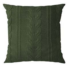 ALMOFADA TRICOT TRANCADA VERDE MILITAR 50 cm x 50 cm