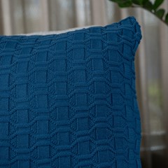 ALMOFADA TRICOT DIAMOND AZUL JEANS 50 cm x 50 cm