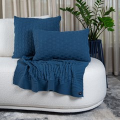 ALMOFADA TRICOT DIAMOND AZUL JEANS 50 cm x 50 cm