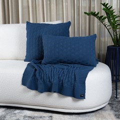 ALMOFADA TRICOT DIAMOND AZUL JEANS 35 cm x 55 cm