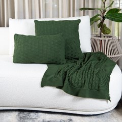 ALMOFADA TRICOT LINK VERDE MILITAR 35 cm x 55 cm