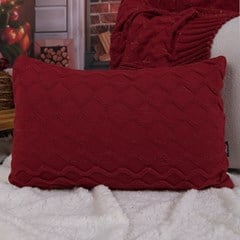 ALMOFADA TRICOT CHEVRON BORDO COM LUREX 35 cm x 55 cm