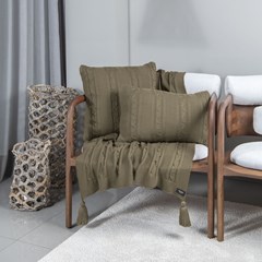 ALMOFADA TRICOT TRESSE BEGE CAMELO 50 cm x 50 cm