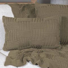 ALMOFADA TRICOT CESTINO BEGE CAMELO 50 cm x 50 cm