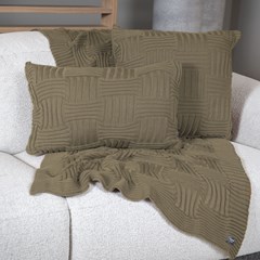 ALMOFADA TRICOT CESTINO BEGE CAMELO 35 cm x 55 cm