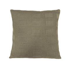 ALMOFADA TRICOT QUADRIS BEGE CAMELO 50 cm x 50 cm