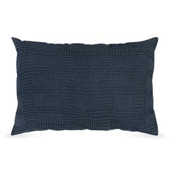 ALMOFADA TRICOT QUADRIS AZUL PROFUNDO 35 cm x 55 cm