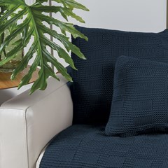 ALMOFADA TRICOT QUADRIS AZUL PROFUNDO 35 cm x 55 cm