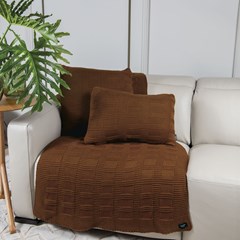 ALMOFADA TRICOT QUADRIS TERRACOTA 50 cm x 50 cm