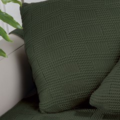 ALMOFADA TRICOT QUADRIS VERDE 50 cm x 50 cm