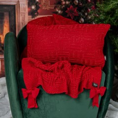 ALMOFADA TRICOT TRESSE BORDO COM LUREX 35 cm x 55 cm