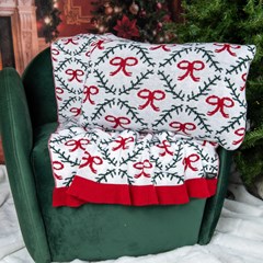 ALMOFADA TRICOT LACOS E RAMOS 35 cm x 55 cm