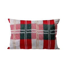 ALMOFADA TRICOT XADREZ BORDO COM VERDE 35 cm x 55 cm