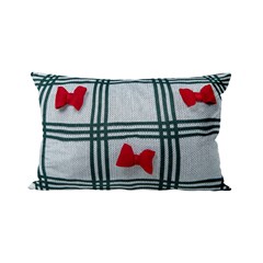 ALMOFADA TRICOT XADREZ COM APLICACAO DE LACOS 35 cm x 55 cm