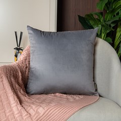 ALMOFADA VELUDO LUXOR 329 LISA CINZA 43 cm x 43 cm