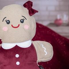 ALMOFADA NATALINA 528 FORMATO GINGERLINA C/ BORD. E APLIC. 26 cm x 33 cm