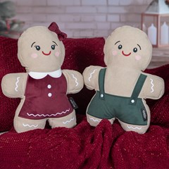 ALMOFADA NATALINA 529 FORMATO GINGERBEN JR. C/ BORD. E APLIC. 26 cm x 33cm