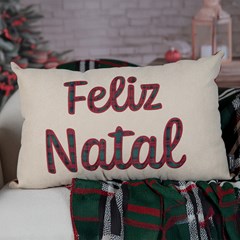 ALMOFADA NATALINA 533 COM BORDADO E APLICACAO 35 cm x 55 cm