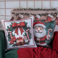 ALMOFADA NATALINA 549 COM CORDAO 43 cm x 43 cm