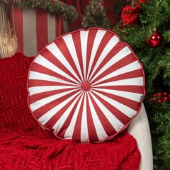 ALMOFADA NATALINA 632 REDONDA COM BOTAO E CORDONE 43 cm