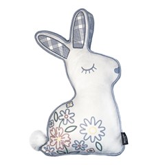 ALMOFADA PASCOA 132 FORM. COELHO C/ CORD. BORD. E POM POM 30 cm x 48 cm