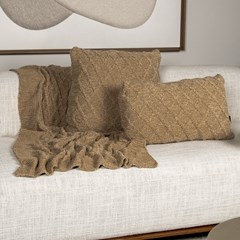 MANTA TRICOT PREMIUM ARAN BEGE SAARA 0,90 m x 1,80 m.