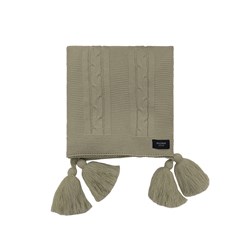 MANTA TRICOT TRESSE COM TASSEL BEGE CAMELO 0,90 m x 1,80 m