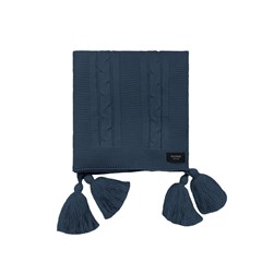 MANTA TRICOT TRESSE COM TASSEL AZUL PROFUNDO 0,90 m x 1,80 m