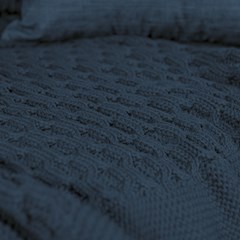 MANTA TRICOT TRESSE COM TASSEL AZUL PROFUNDO 0,90 m x 1,80 m