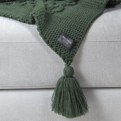 MANTA TRICOT TRESSE COM TASSEL VERDE 0,90 m x 1,80 m