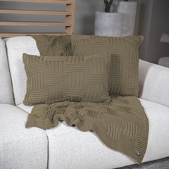 MANTA TRICOT CESTINO BEGE CAMELO 0,90 m x 1,80 m.