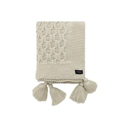 MANTA TRICOT BOSSA COM TASSEL NATURAL 0,90 m x 1,80 m